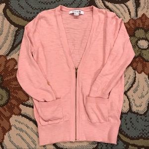 Forever21 Pale Pink Zip Up Sweater- sz Small